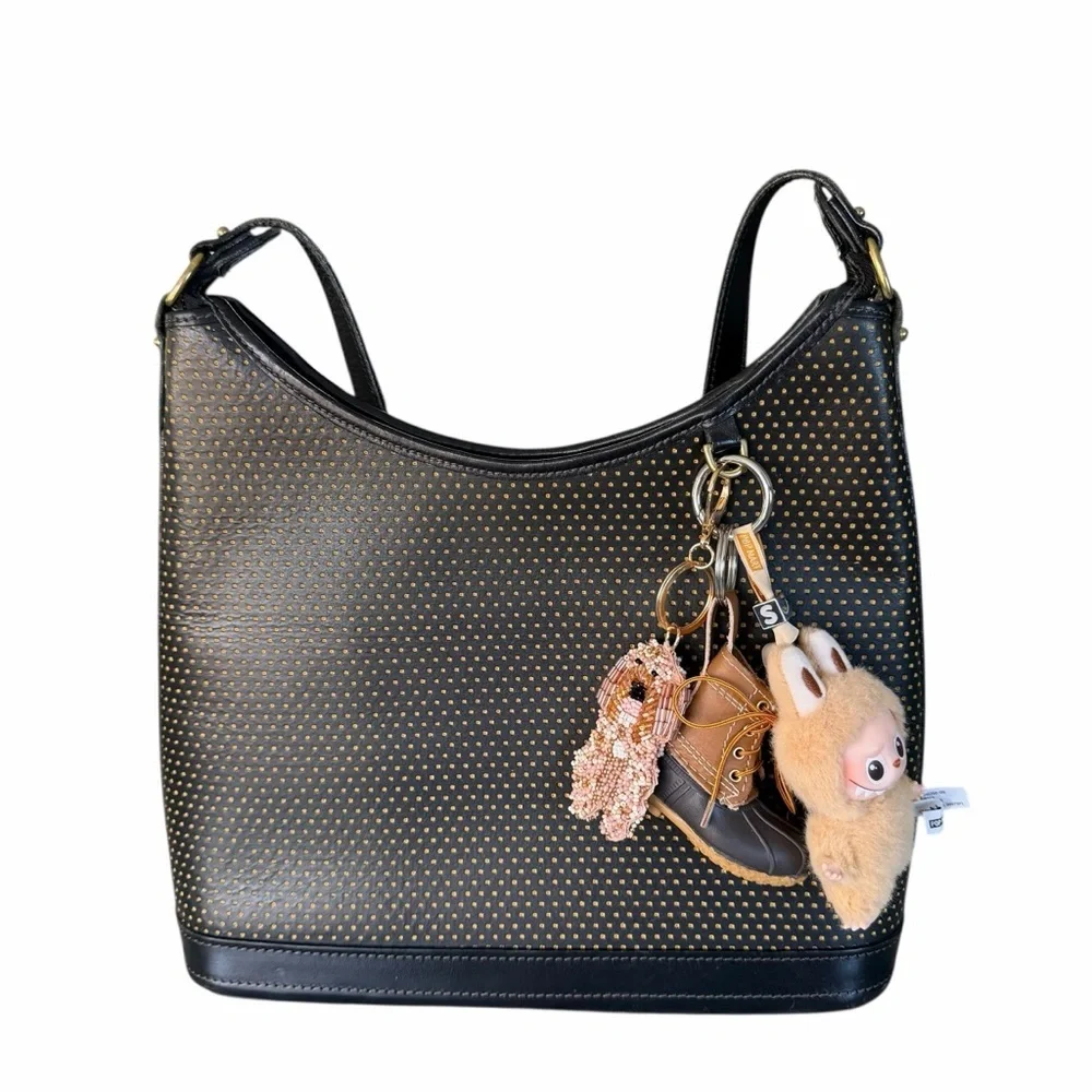 Dooney & Bourke Vintage Cabrio Perforated Polka Dot Leather Hobo Shoulder Bag